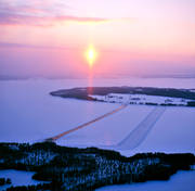 flygbilder, flygfoton, f�rja, f�rjer�nna, isv�g, J�mtland, landskap, solnedg�ng, Storsj�n, vinter, vinterlandskap, vinterv�g