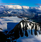 flygbilder, flygfoton, glaci�r, J�k�tjkaskajekna, Kanalberget, landskap, Lappland, nationalparker, Sarek, sommar