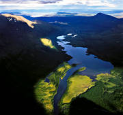 flygbilder, flygfoton, kv�ll, landskap, Lappland, nationalparker, Sarek, sommar, Tarradalen, Tarraure, Tarra�tno, �rstid, �rstider